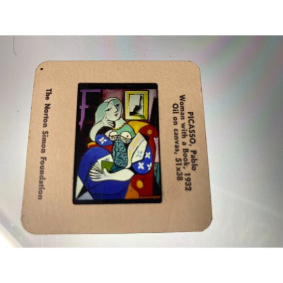 Pablo Picasso Woman With a Book Art 35mm Slide Vintage Norton Simon Museum 24B - Picture 1 of 1